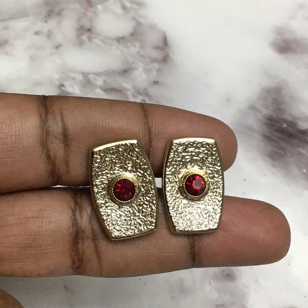 Vintage Cufflinks with red stone.